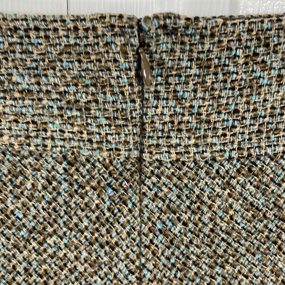 Y2K Tweed Mini Skirt Brown A-Line Vintage High Waisted - Picture 5 of 9